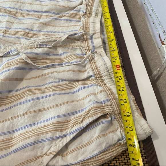 L.L. Bean Linen Pants Women's Size 16 Petite Beige Striped‎ Straight Leg Casual - Picture 8 of 11